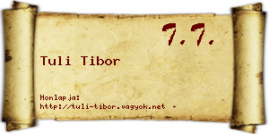Tuli Tibor névjegykártya